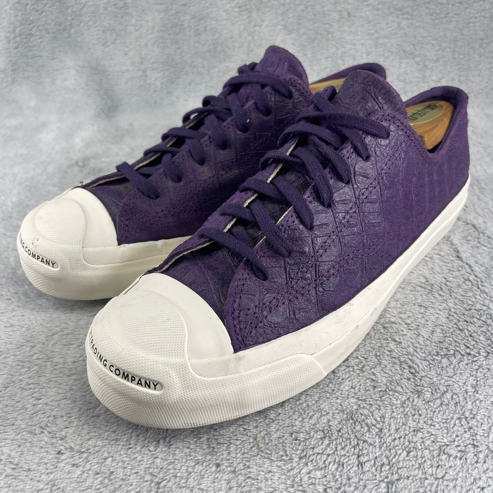 Converse Jack Purcell Pop Trading Co. Shoes Mens 7.5 Wms 9 Purple Croc Embossed